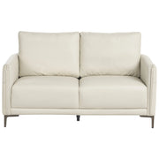 Divano 2 posti beige chiaro imbottito in tessuto con gambe in metallo stile moderno minimalista