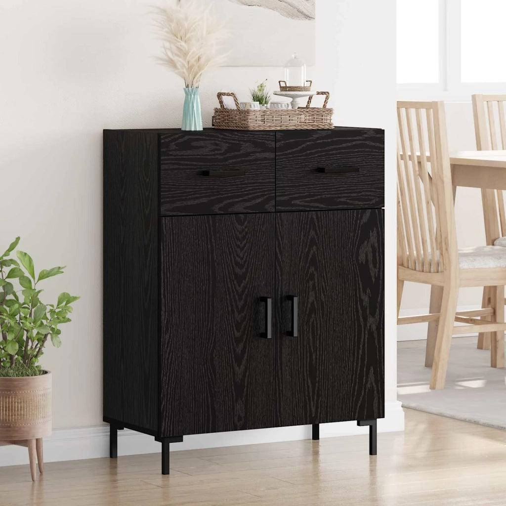 Credenza | Madia | Buffet da pranzo | Armadio da pranzo Rovere Nero 69,5 x 34 x 90 cm Legno multistrato