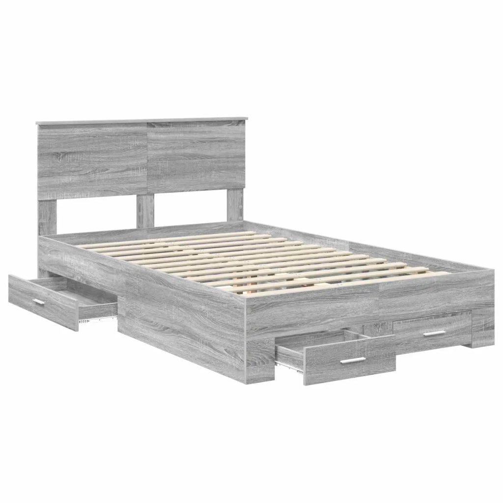 Struttura del letto con testiera Grigio Sonoma 120 x 190 cm