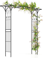 Pergolato a Arco da Giardino, Pergola da Esterno Decorativa in Metallo per Piante Rampicanti, Arco da Esterno per Feste, Matrimonio (Nero, Modello 2)