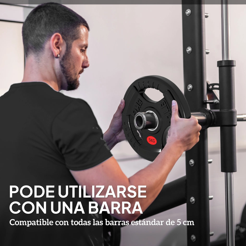 Dischi Olimpici Pesi 2x5 kg ¨C Zephmum ¨C Nero Acciaio ?50 mm