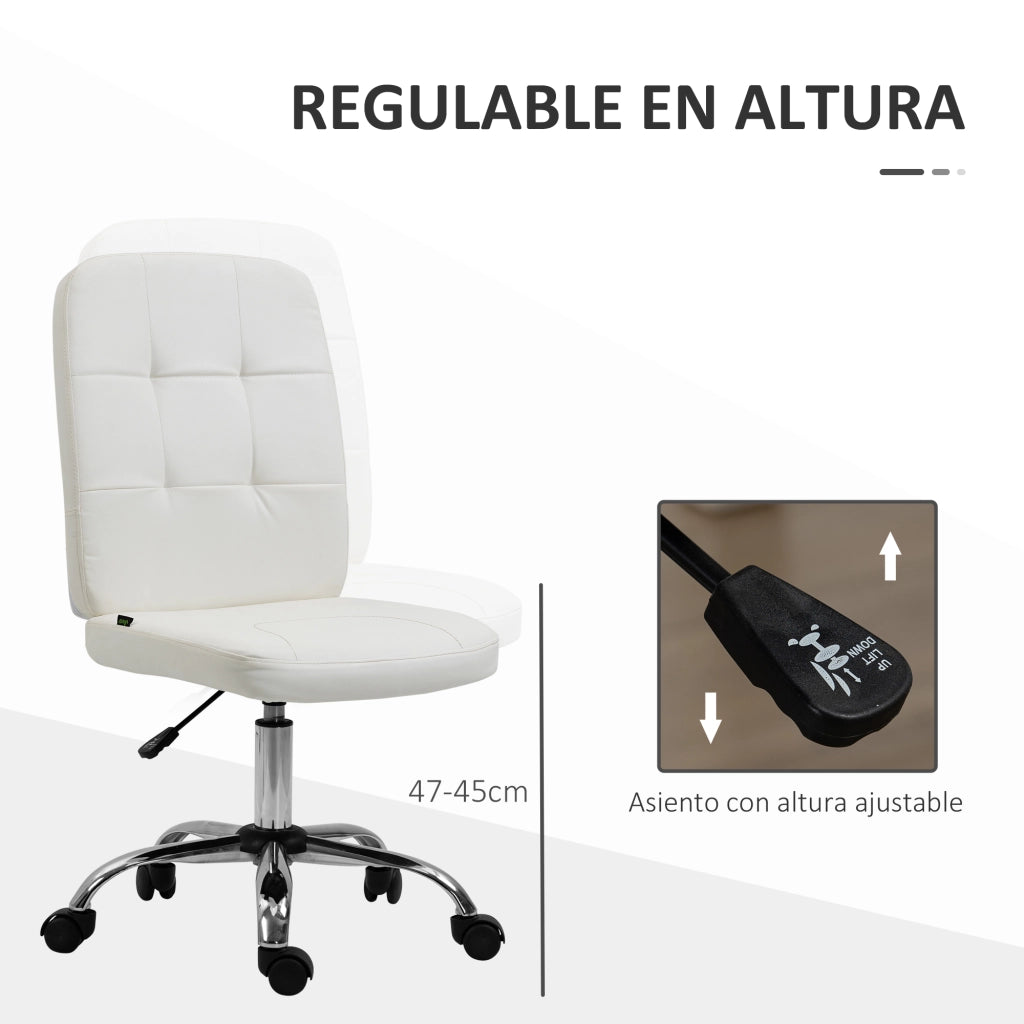 Sedia da Ufficio Girevole in Similpelle ¨C zephmum ¨C Bianco 45x59x90-100 cm
