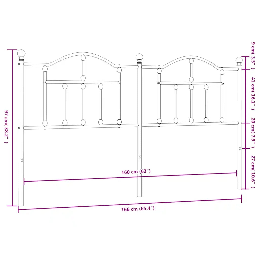 Testiera di Ricambio in Metallo Nero 160 cm 353474