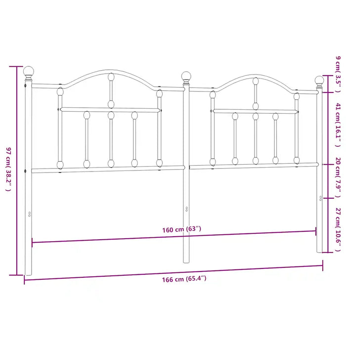 Testiera di Ricambio in Metallo Nero 160 cm 353474