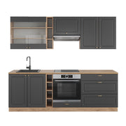 Cucina componibile Fame-Line Antracite rustico/Rovere dorato 235 cm senza piano di lavoro Vicco