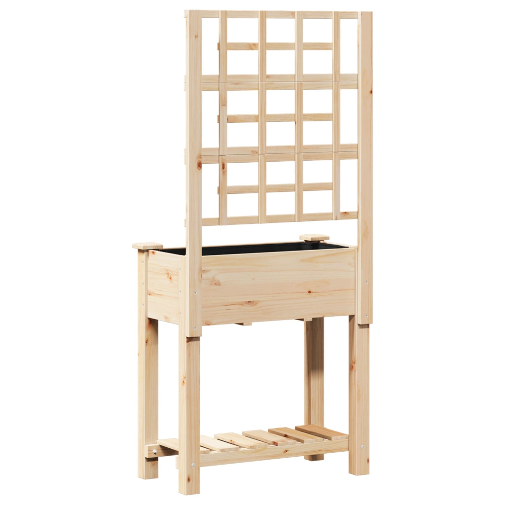 Fioriera da Giardino con Trellis e Ripiano 71x37x152 cm in Legno Massello di Abete