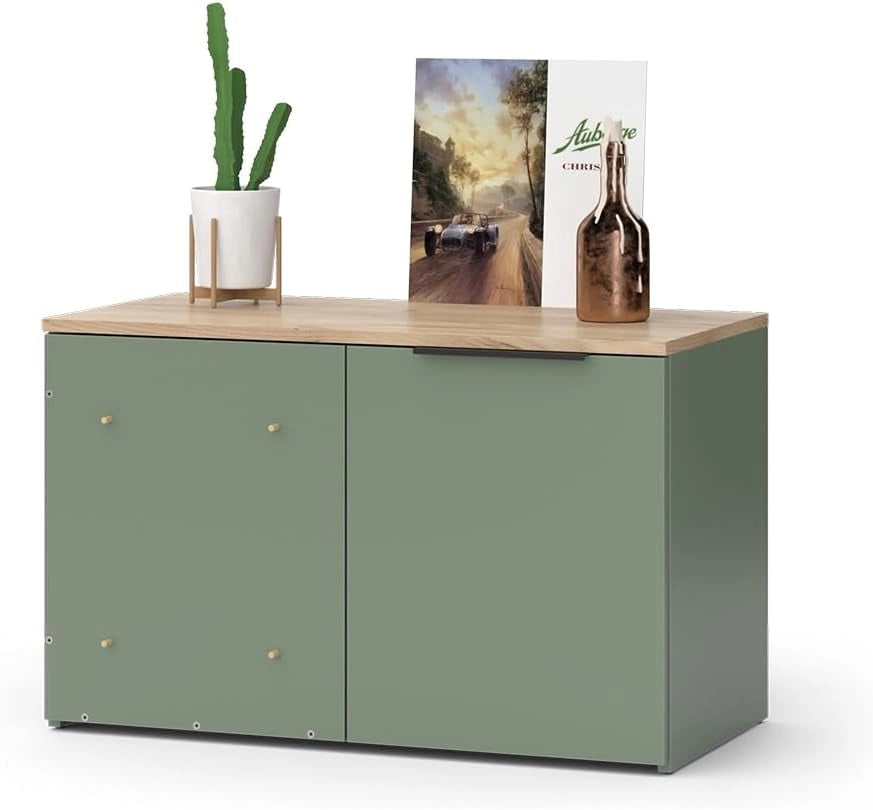 Credenza Wido, Verde, 80 x 50 cm con porta, per la conservazione e l'utilizzo salvaspazio negli angoli