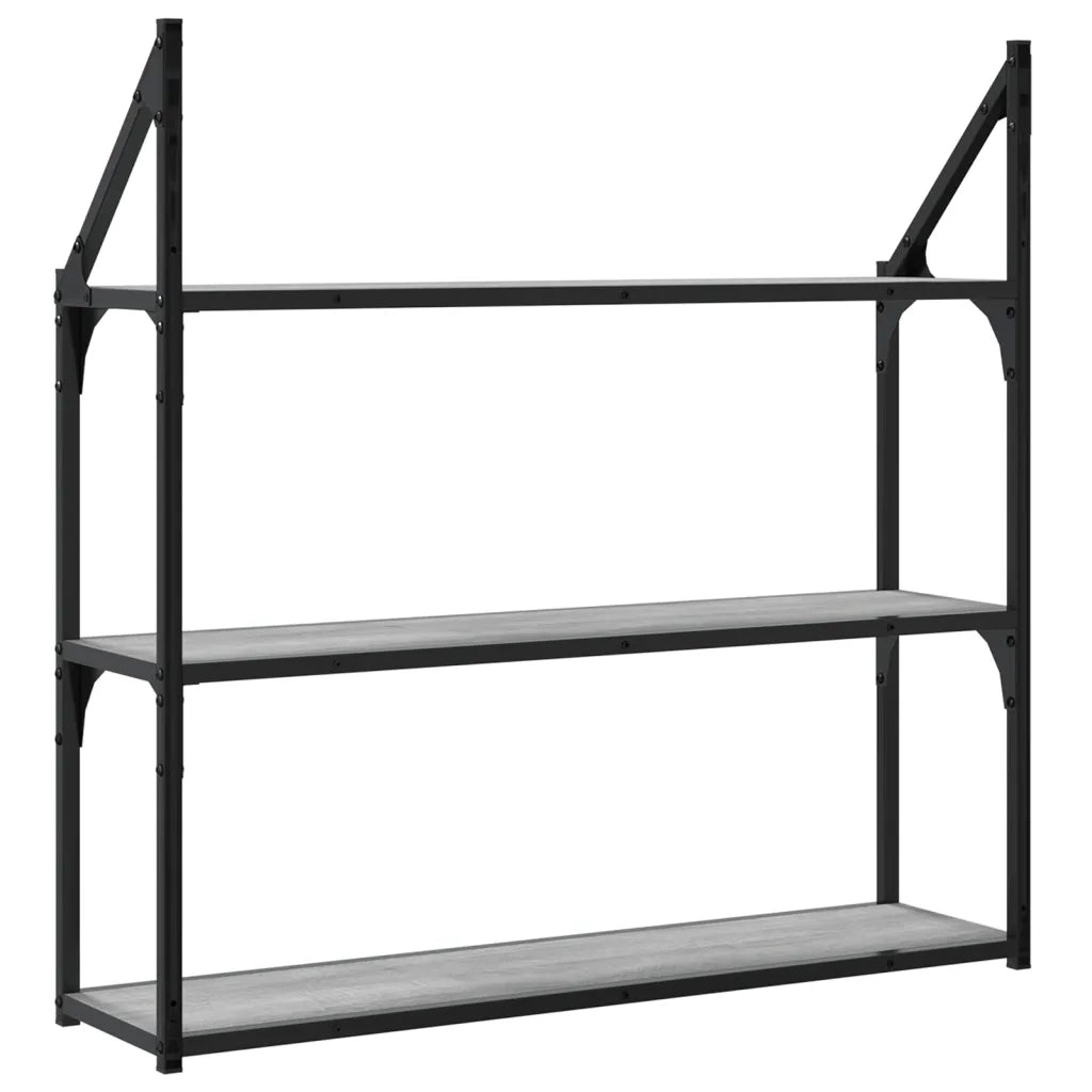 vidaXL Scaffale Parete 3Ripiani Grigio Sonoma 80x21x78,5cm Multistrato