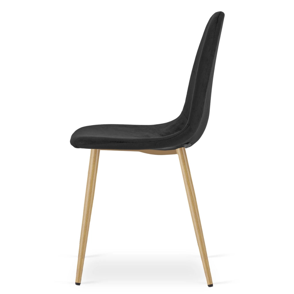 Set di 2 sedie Padva in velluto nero con gambe effetto rovere