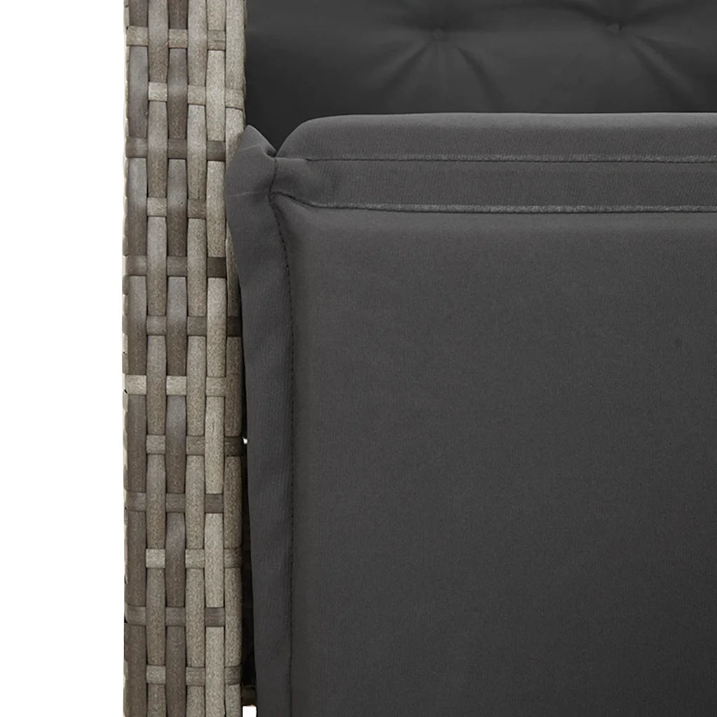Set BistrÃ² da Giardino 11 pz con Cuscini in Polyrattan Grigio