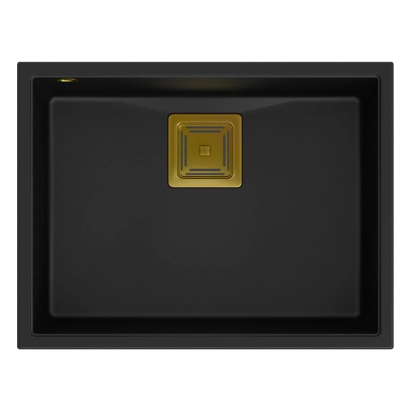Lavello In Granito David 50 Black Tappo rame spazzolato