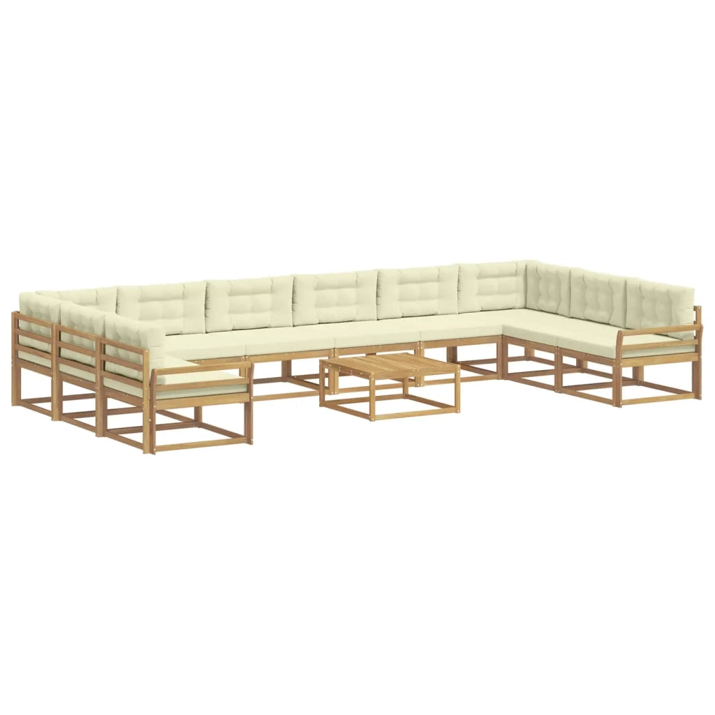 Set di divani da esterno 11 pz Bianco e Crema 3387139