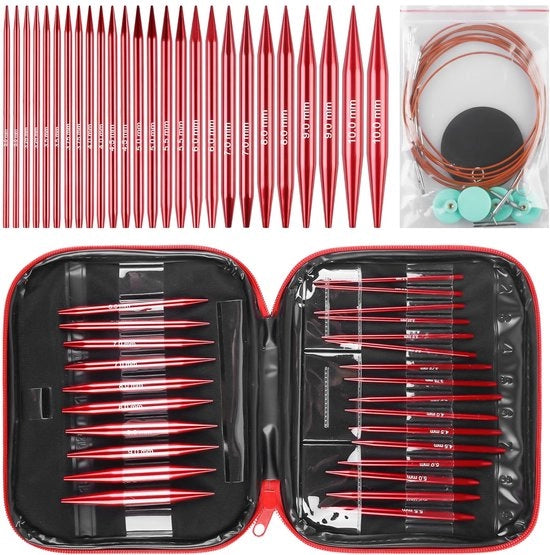 Set di aghi a rondi per progetti di broderia - 13 misure 2,75-10,0 mm - Alluminio - Ideale per principianti/professionisti - Incluso zaino - Aghi a rondi per broderia