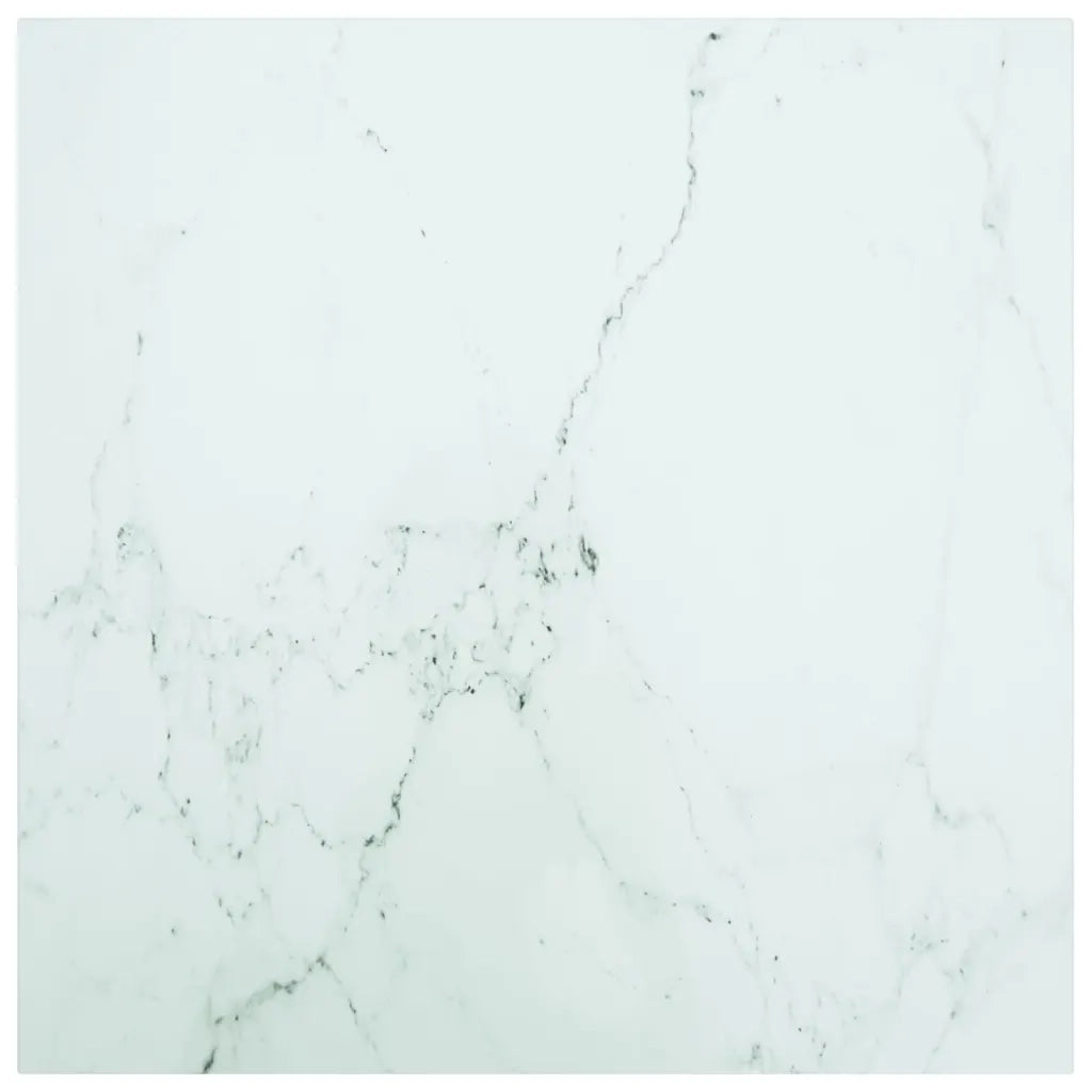 Piano Tavolo Bianco 70x70 cm 6 mm Vetro Temperato Aspetto Marmo cod mxl 71619