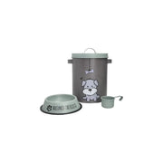 CONTENITORE PET GRIGIO C/CIOTOLA E MISURINO CARTA DA ZUCCHERO METAL