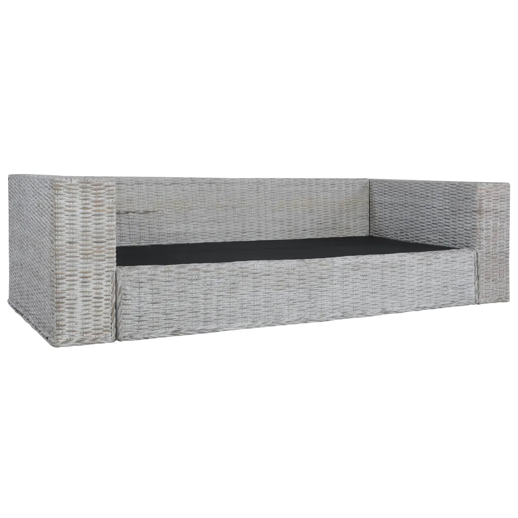 Divano a 3 Posti con Cuscini Grigio in Rattan Naturale cod mxl 15582