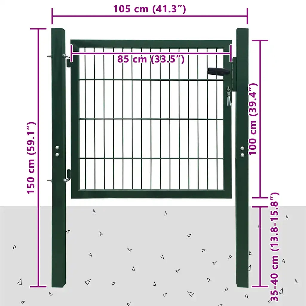 Cancello per Recinzione in Acciaio Verde 105x150 cm cod mxl 39823