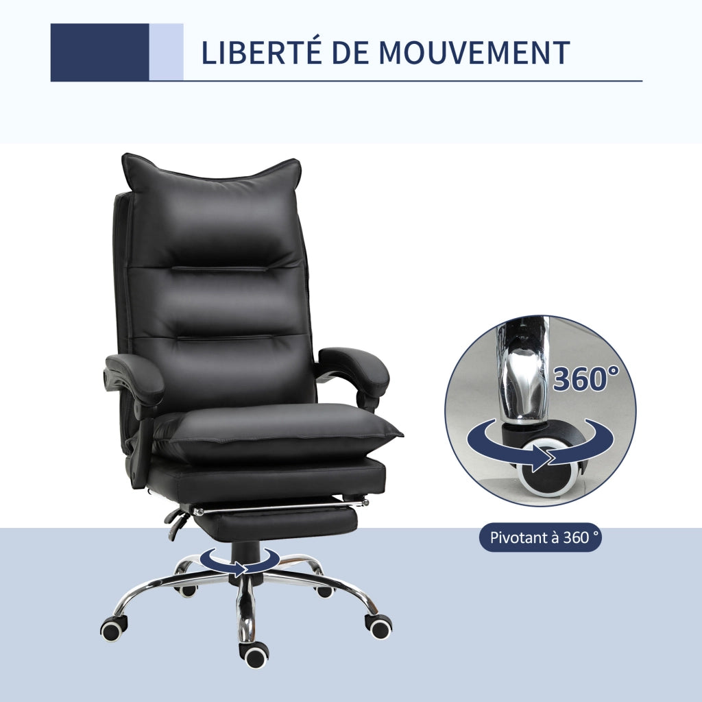 Sedia da ufficio ergonomica ¨C zephmum ¨C similpelle nera con poggiapiedi