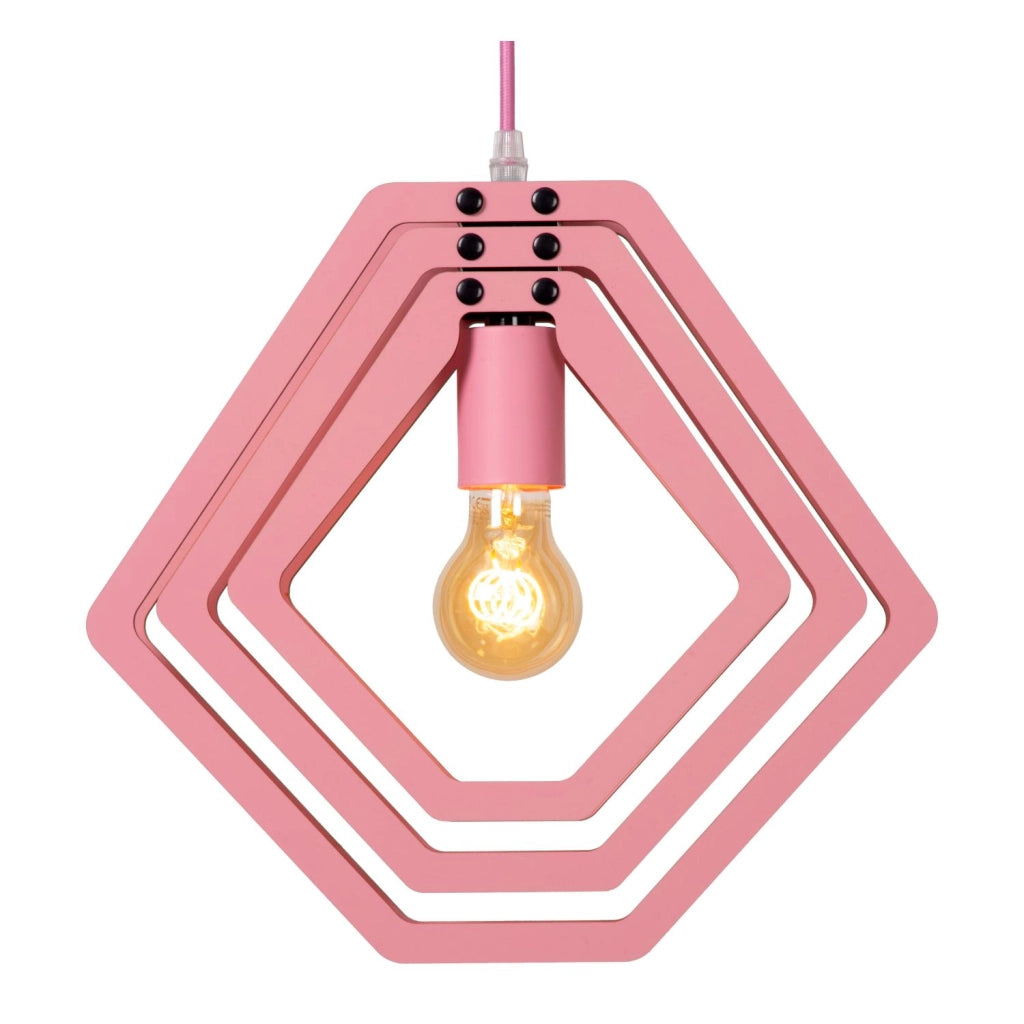 Lampada a sospensione MAURO rosa geometrica E27 Lucide