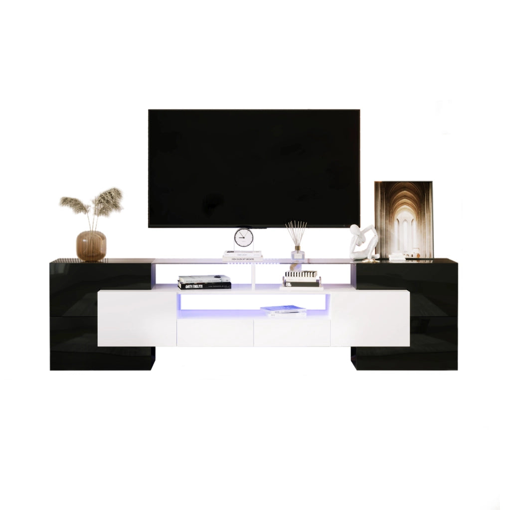 Mobile TV con 4 ante; 2 cassetti e LED multicolore; 200 x 35 x 60 cm