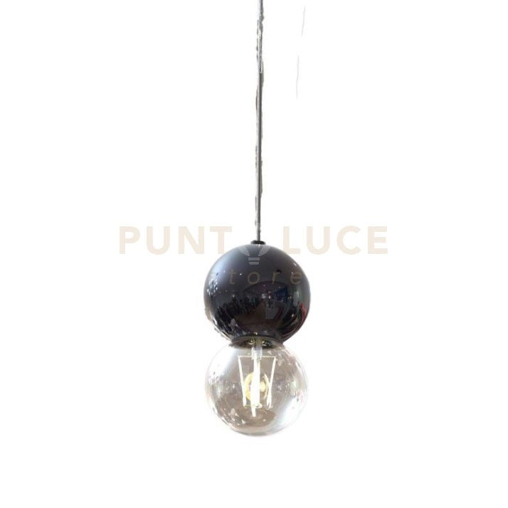 MELINA-S1 NP Sospensione 1 luce con sfera nero perla e lampadina E27 inclusa senza base