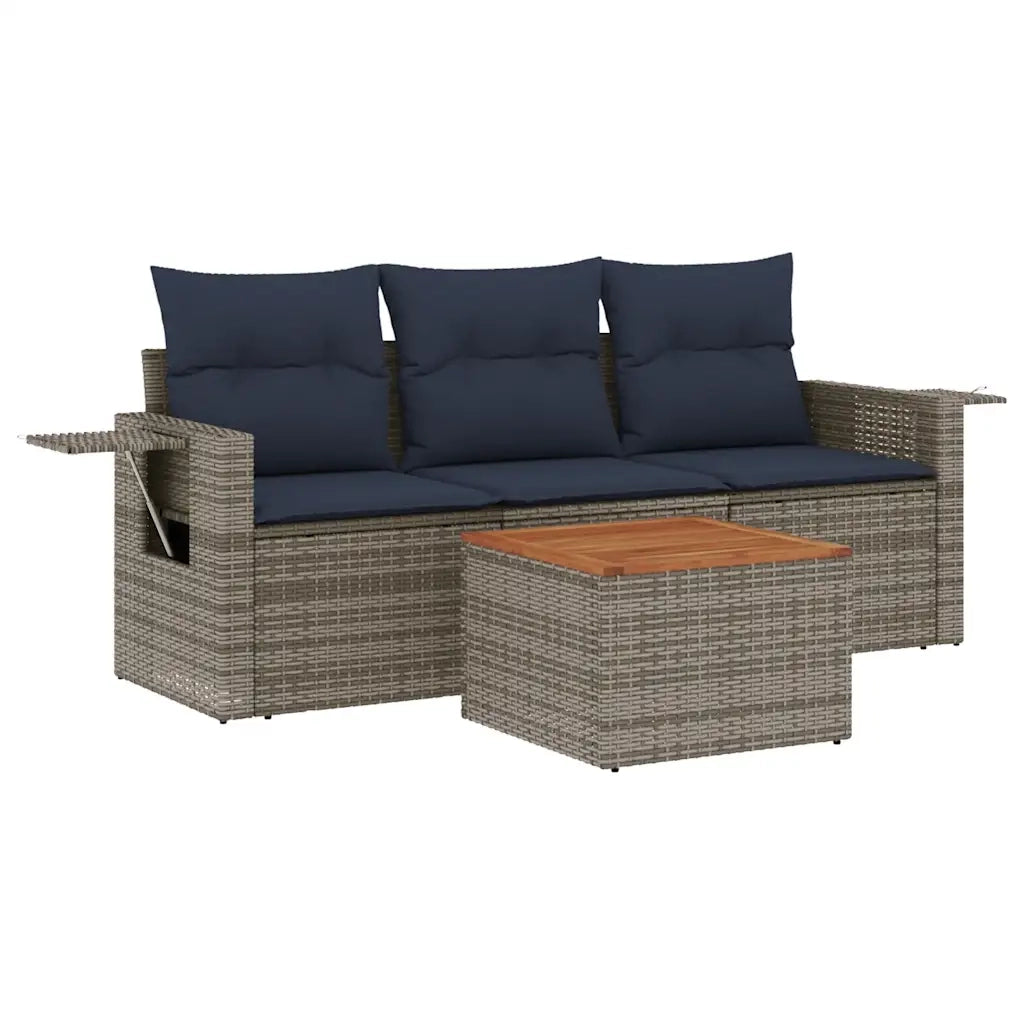 Salotto da Giardino-Set Divani da Giardino 4 pz con Cuscini Grigio in Polyrattan 554499
