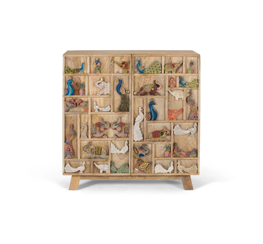 Cassettiera realizzata in legno di mango naturale