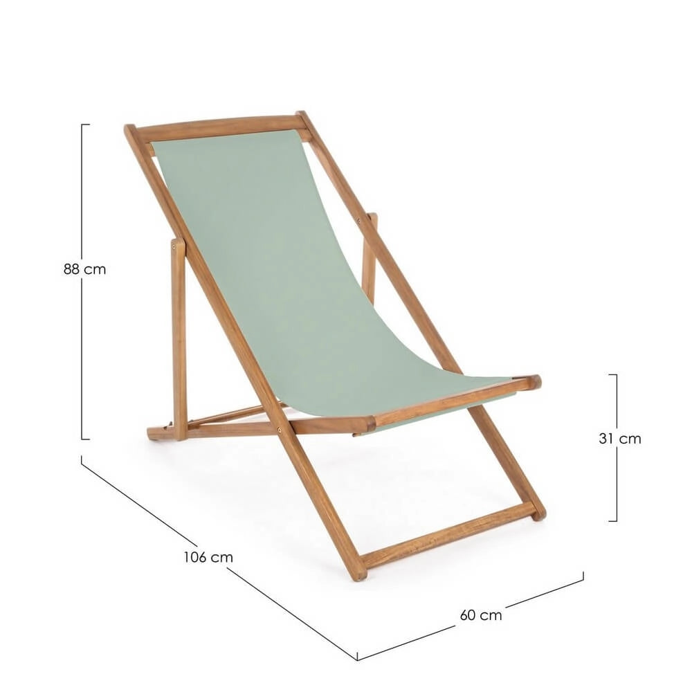 Set di 4 Sdraio Relax Pieghevoli in Legno di Acacia con Tessuto - SERENITY