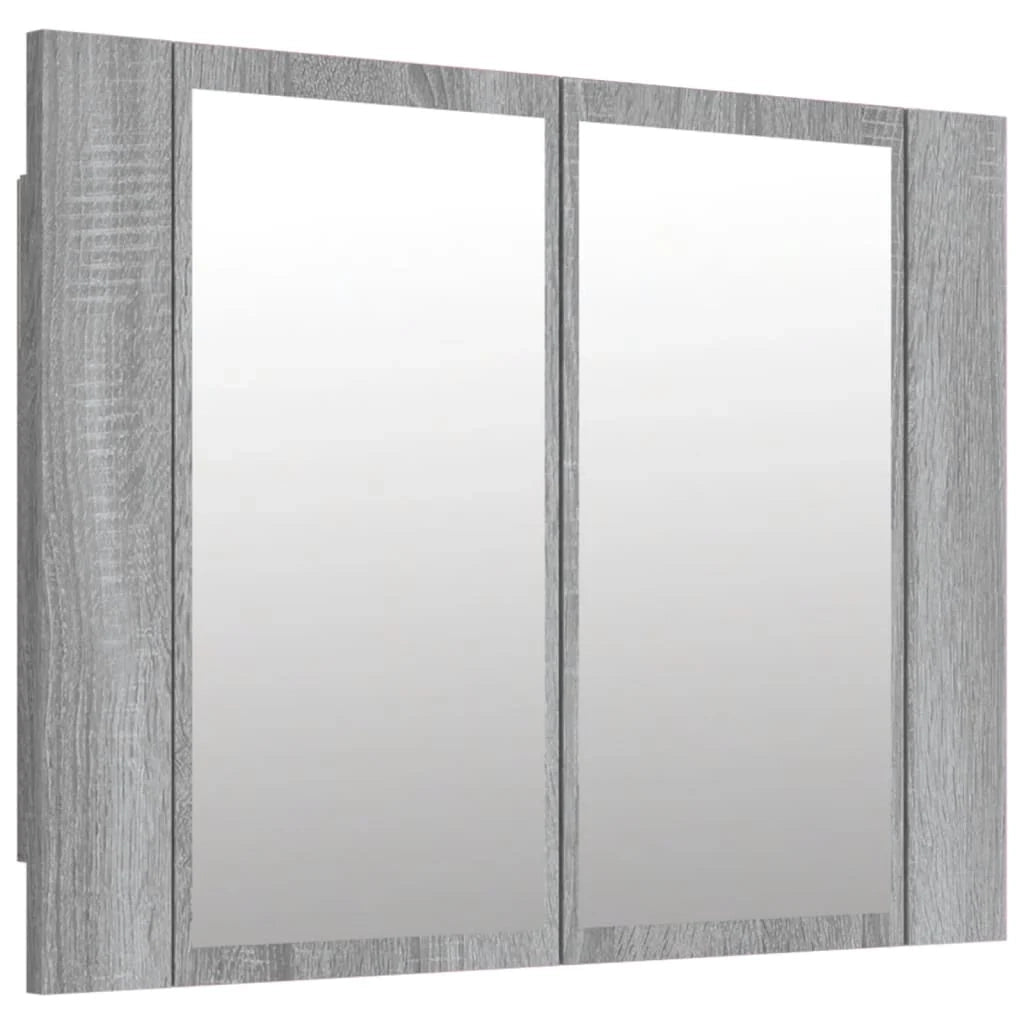 Mobiletto a specchio LED 60 x 12 x 45 cm in legno ingegnerizzato grigio 02_0006744