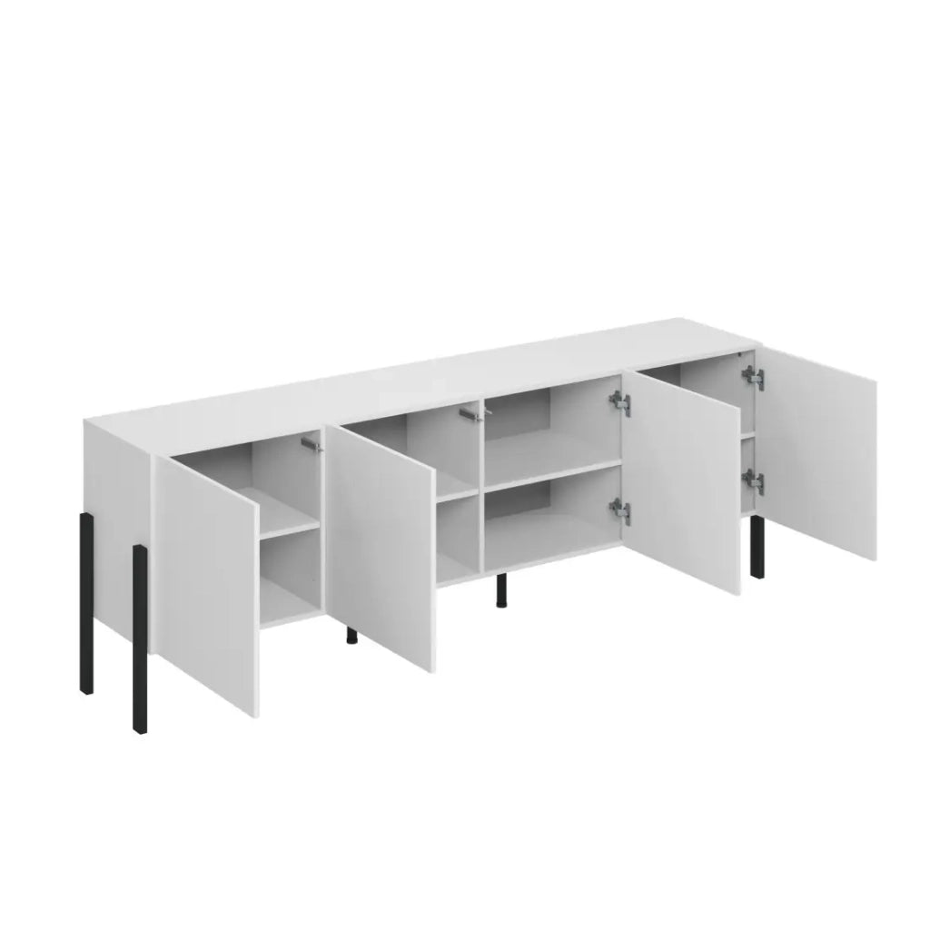 Pack salotto SALMA – Buffet XL 4 porte, armadio 2 porte & buffet 2 porte e 3 cassetti bianco super opaco & nero opaco