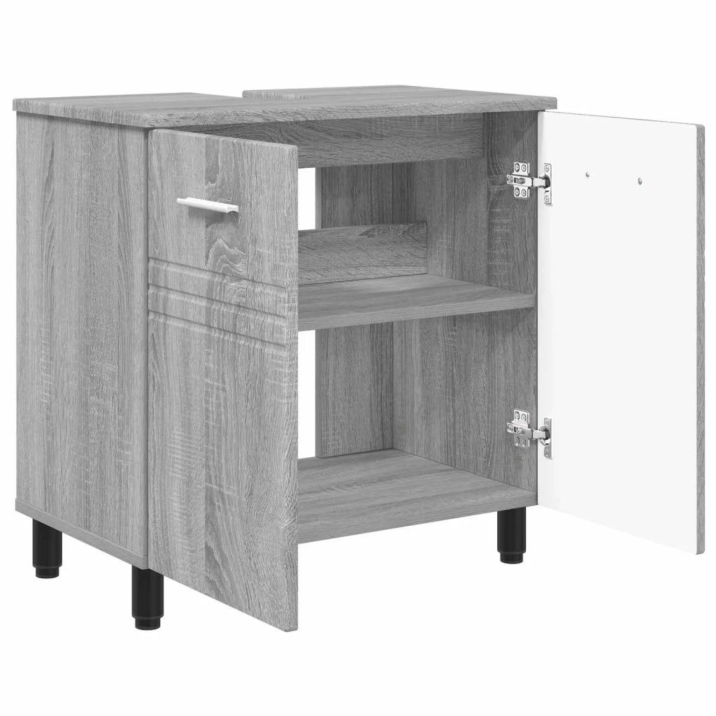 Mobiletto da bagno Sonoma grigio 60 x 35 x 60 cm