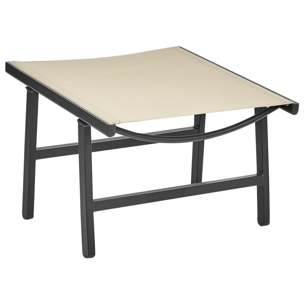 Sedia da giardino Sedile in textilene beige e nero Schienale in metallo con poggiapiedi Design moderno per esterni