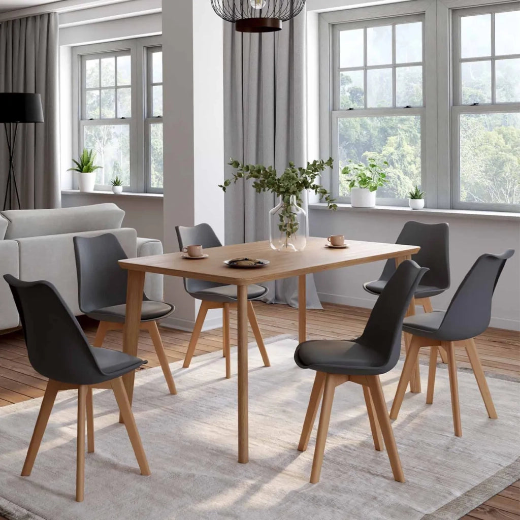 IDMarket - Set di 6 sedie SARA grigio scuro per sala da pranzo