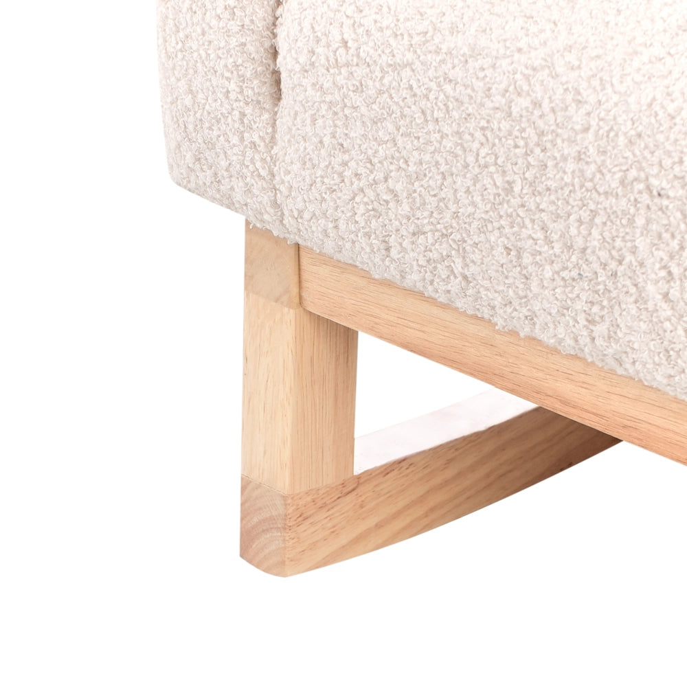 Sedia a dondolo per bambini Boucle in legno per bambini beige chiaro cameretta