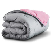 IDMarket - Piumino 220x240 cm biface rosa e grigio 300 gr ABBY