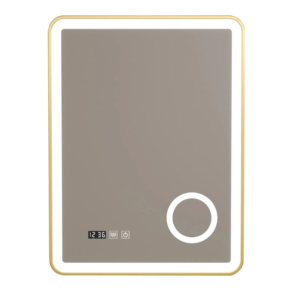 Specchio decorativo moderno a LED per il bagno 80 x 60 cm oro 03_0010167