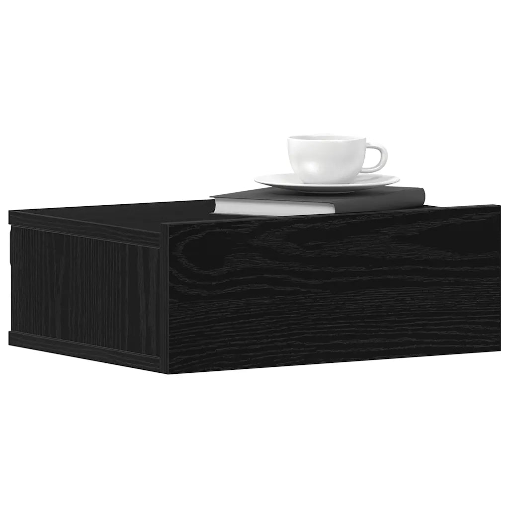 Comodini sospesi 2 pz Rovere Nero 40x32x15 cm Legno ingegnerizzato 862417