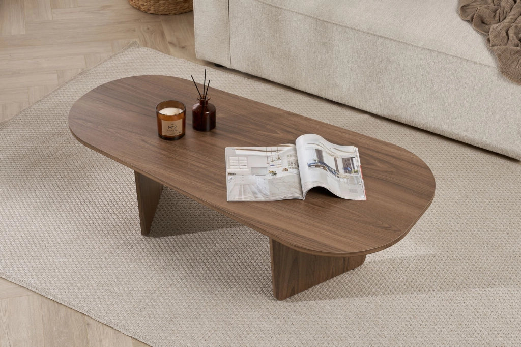 Tavolino da caffè in legno "Ovalis" - 130 x 65 x 40 cm - Noce