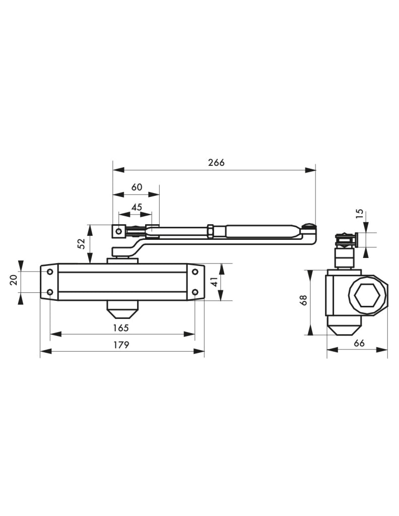 Chiudiporta spingiporta idraulico automatico reversibile, portata 60kg, forza 3, argento - THIRARD
