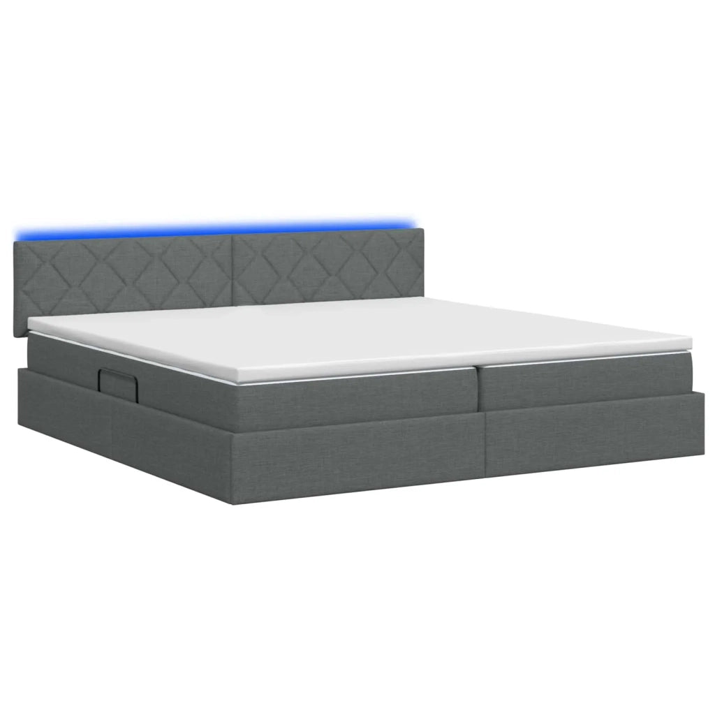 Letto con contenitore LED e materasso Grigio Scuro 200 x 200 cm 3459148