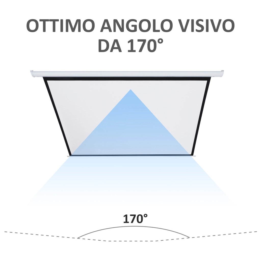 EasyComfort Schermo per Proiettore 100 Pollici Formato 4:3 Regolabile con Telecomando, Schermo di Proiezione Motorizzato Compatto, Installazione a Parete o Soffitto, 203x152 cm, Bianco
