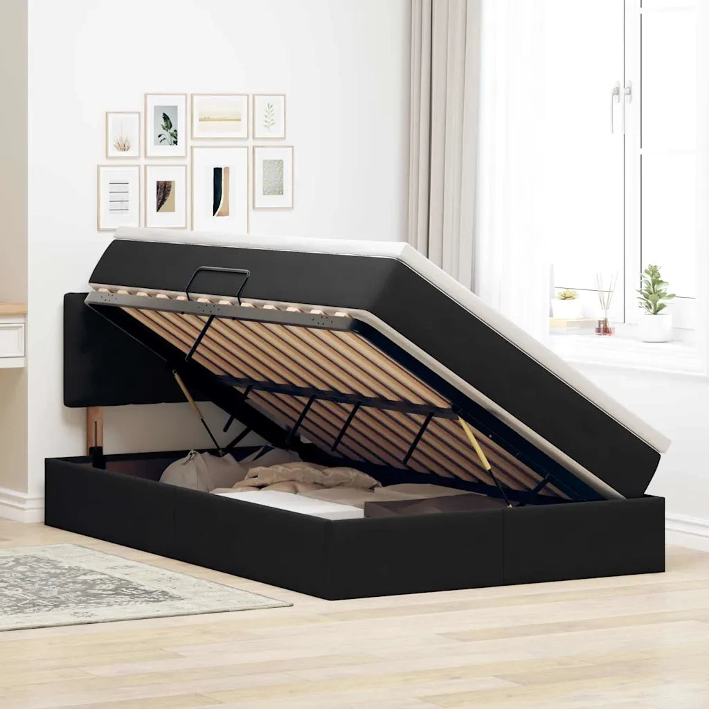 Letto con Contenitore con materasso Nero 120 x 200 cm Velluto 3370811