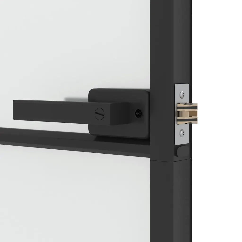 Porta Interni Sottile Nera 83x201,5cm Vetro Temperato Alluminio 155119