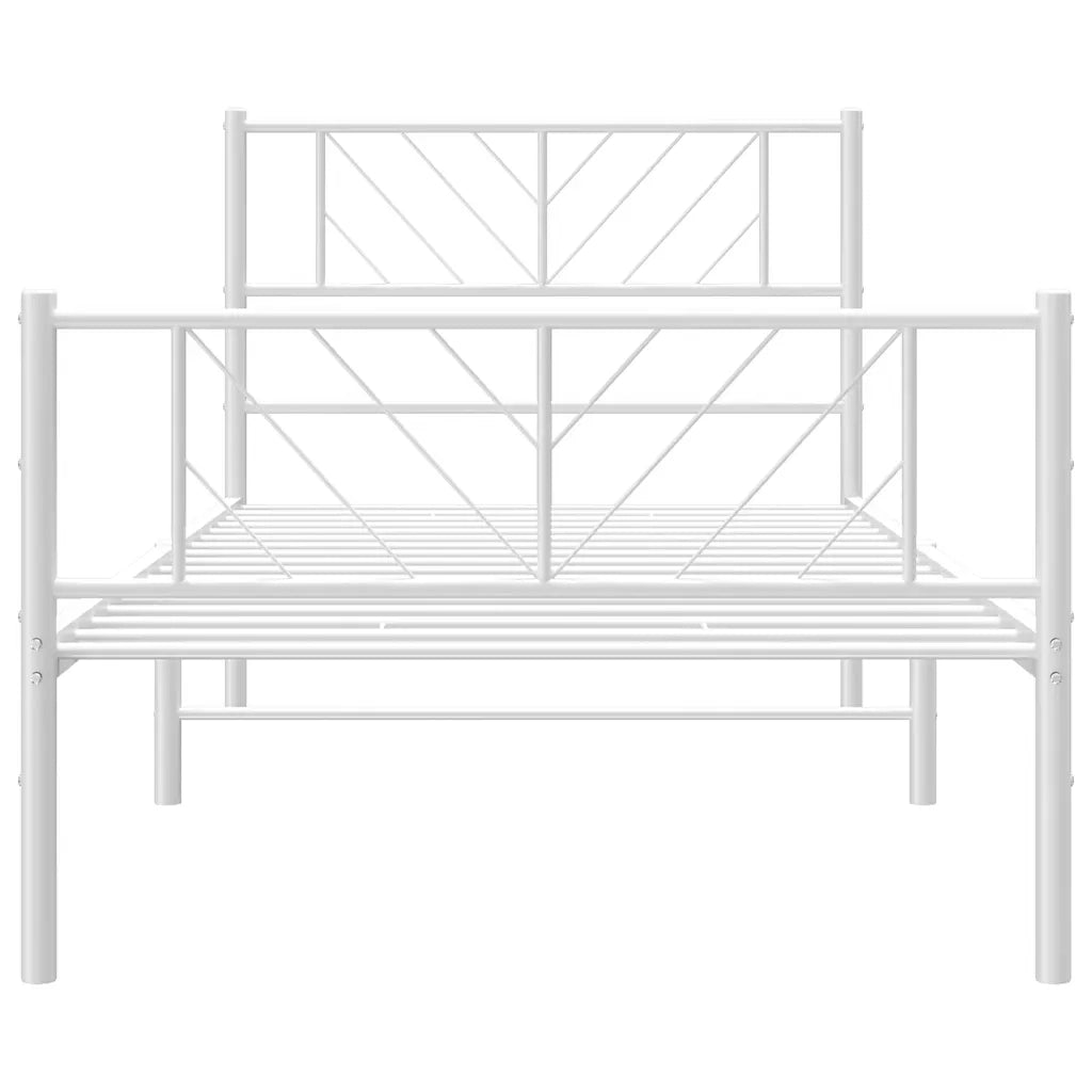 Giroletto con Testiera e Pediera-Struttura Letto Metallo Bianco 100x200 cm 710503