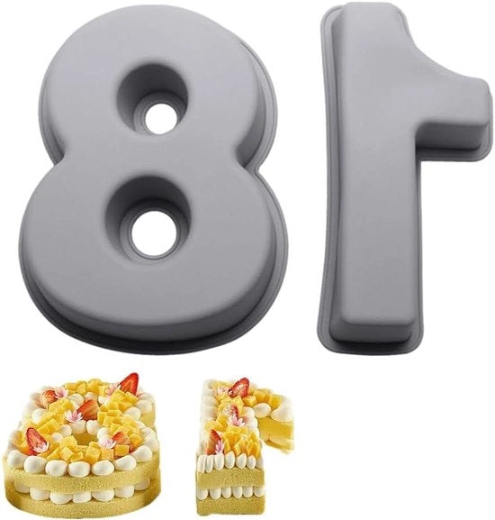 Decori da torta a forma di numero 3D da 10 pollici, a forma di torta, adatti a compleanni e matrimoni, da assemblaggio (grigio)