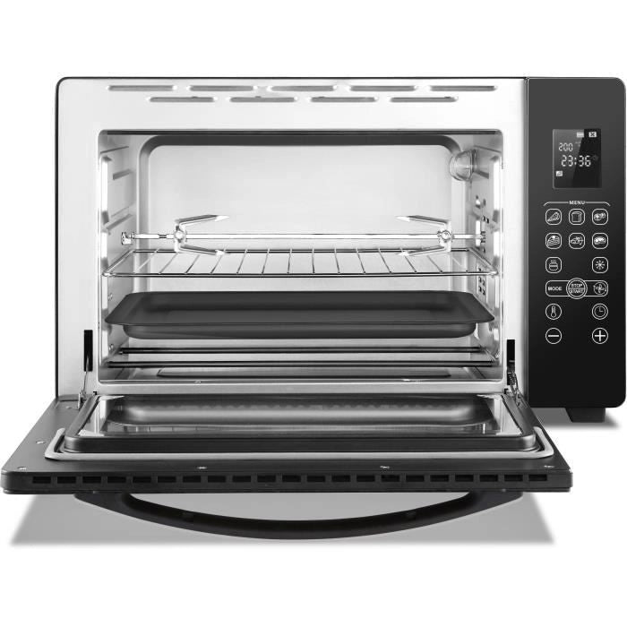 CONTINENTAL EDISON CEMF45DIG - Miniforno elettrico 45L nero - 2000W - Girarrosto, Convezione naturale