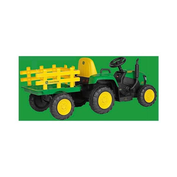 Trattore elettrico peg perego igor0120 john deere con rimorchio farm p
