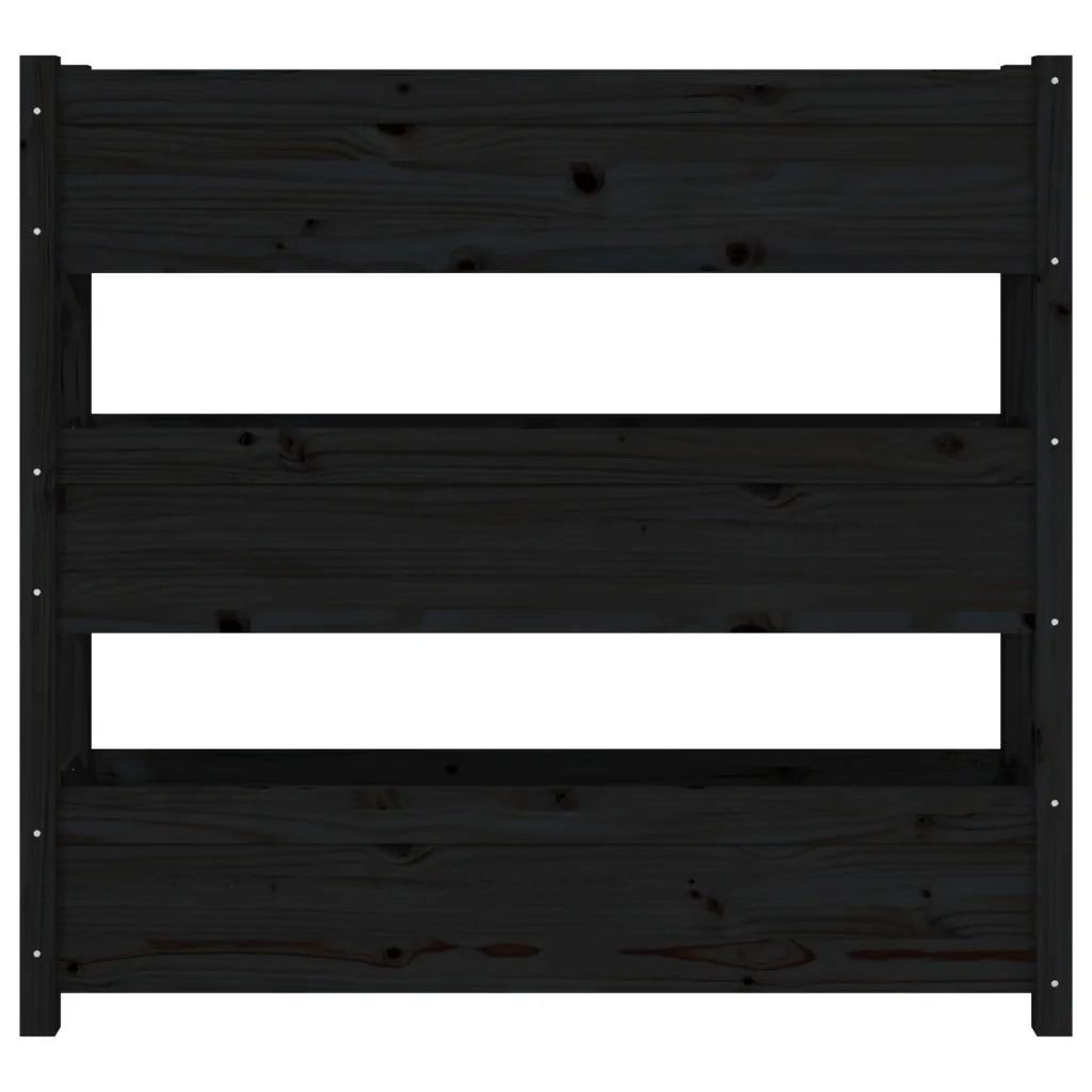 Fioriera-Vaso da Esterno-Contenitore per Piante Nera 112x25x104,5 cm in Legno Massello di Pino