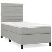Letto singolo | Letto per adulti | Giroletto a Molle con Materasso Grigio Chiaro 90x200 cm Tessuto