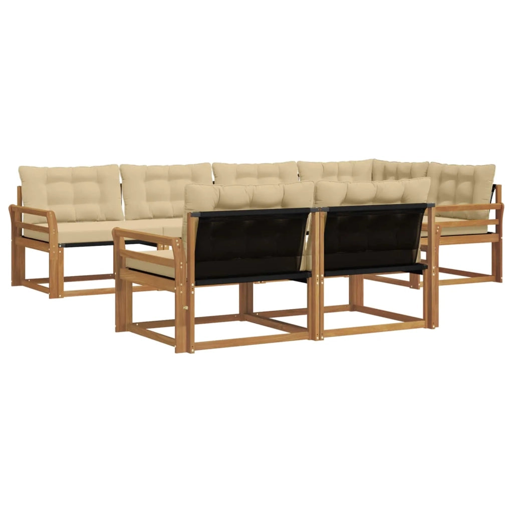 Set di divani da esterno con cuscino 7 pcs Naturale e Beige